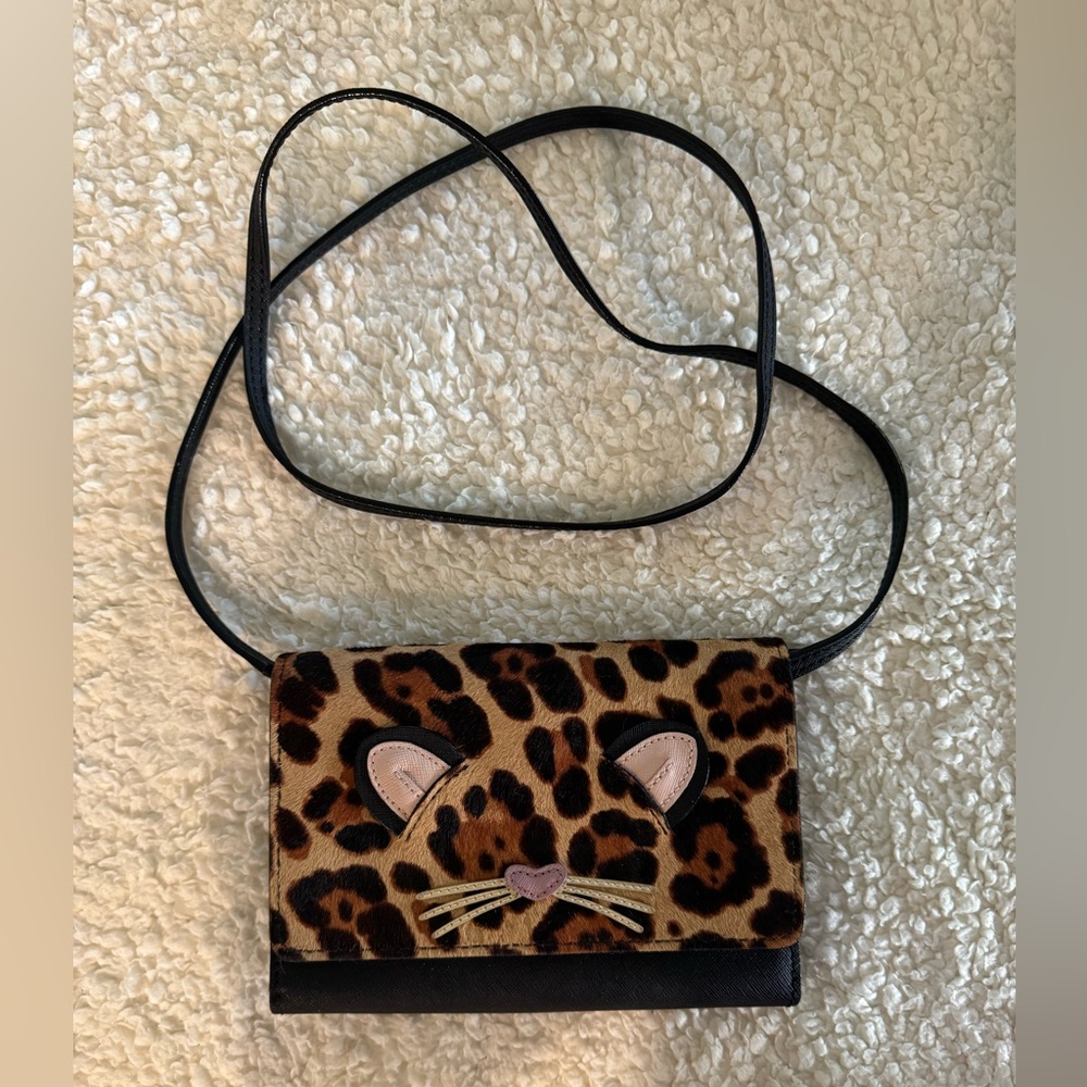 kate spade Leopard Print Cat Face Crossbody - Brown, Pink, Black